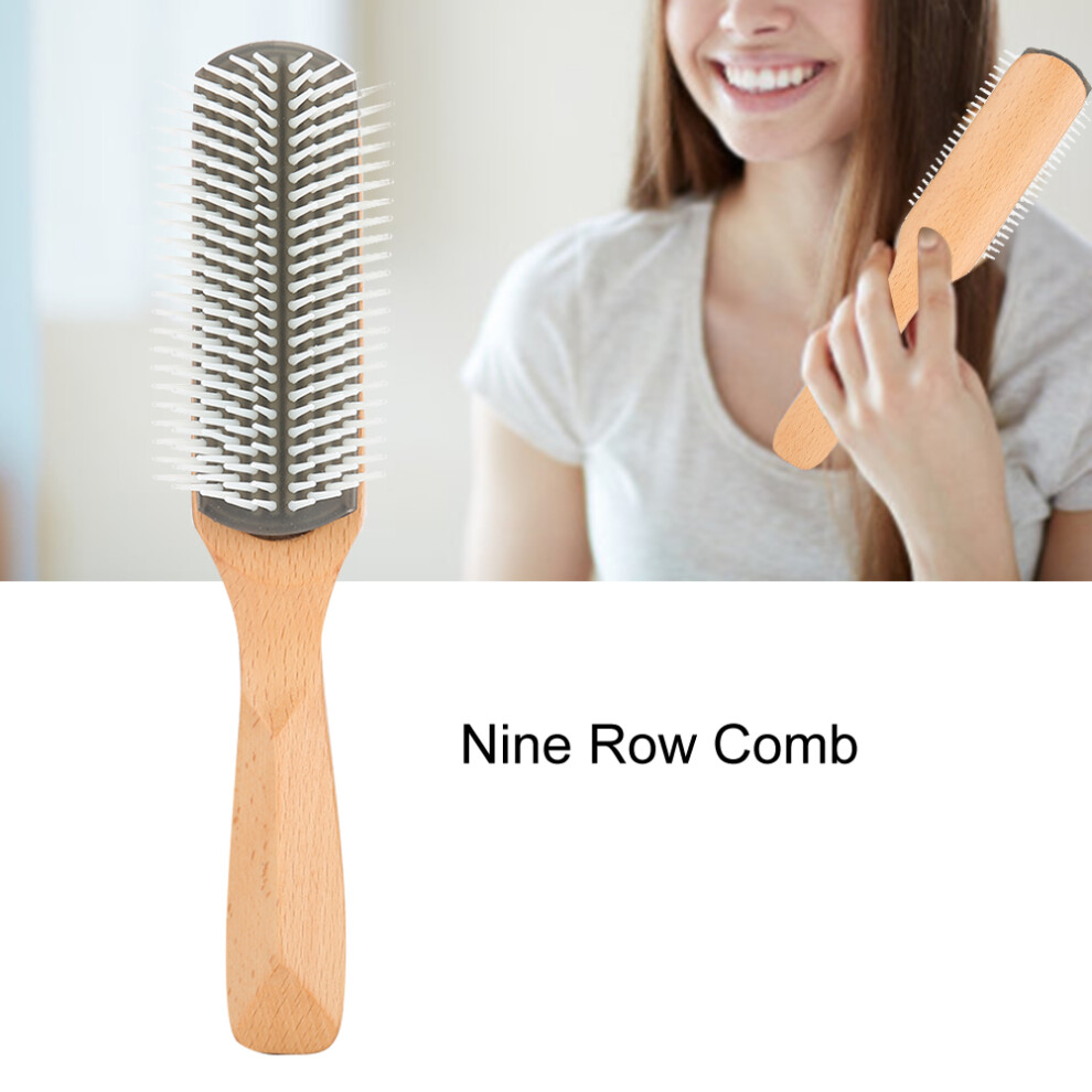 Black Nine Row Comb With Scalp Massage For Hair Styling & Health