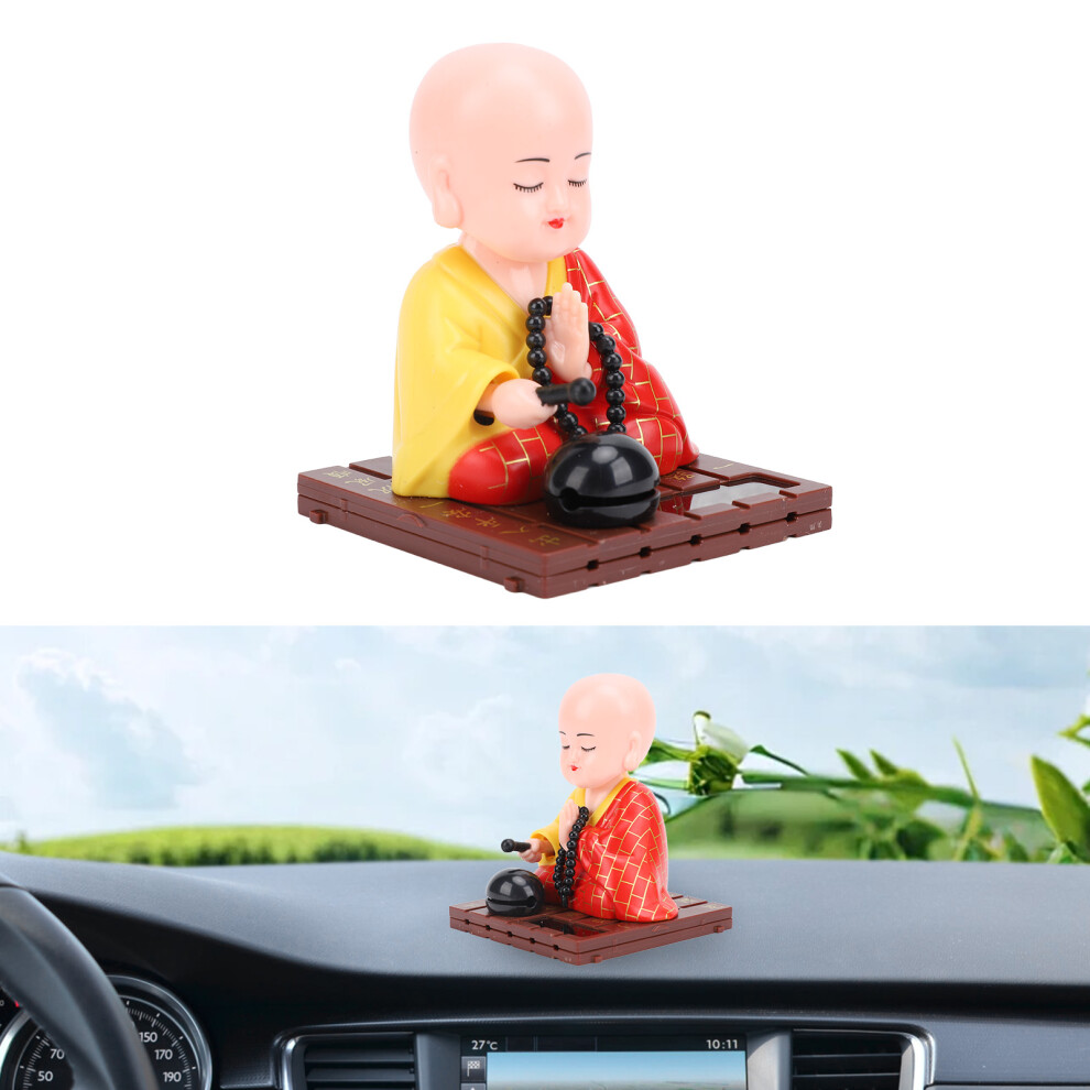 Funny Solar Little Monk Nodding Figurine, Sensor, 7.5Cm Light/Red