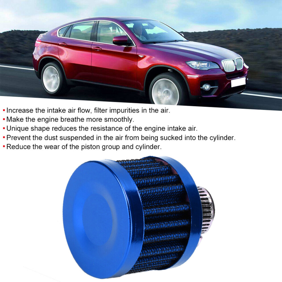 13Mm Mini Car Air Intake Filter Crankcase Breather Vent - Blue 9471333983123