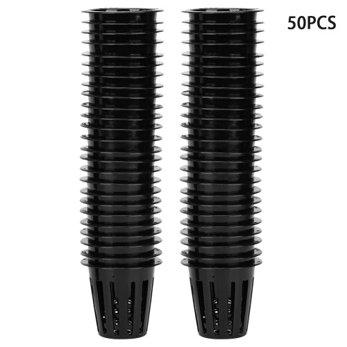 50Pcs Hydroponic Plant Growing Basket Mesh Pots 3.5cm Black 1