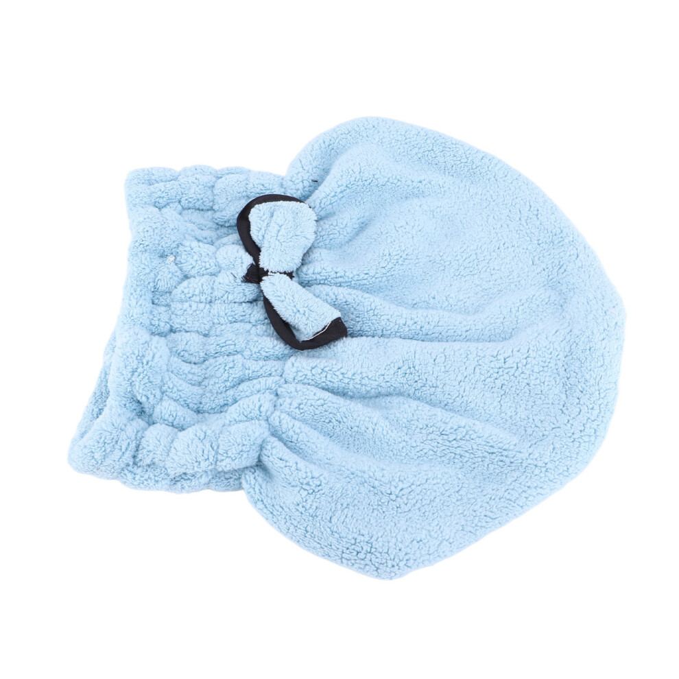 Blue/Coral Fleece Quick-Dry Shower Cap For Ladies And Girls