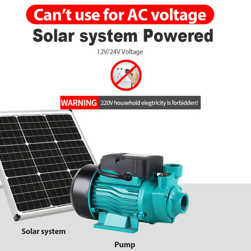 Quiet 200W Solar DC Pump 25m Lift 35LPM Self Priming Vortex 24V 8A 2