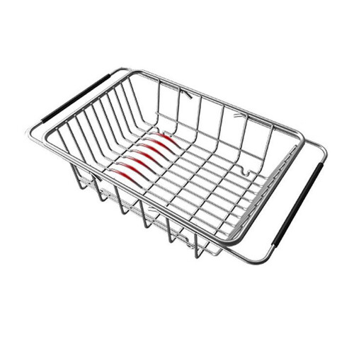 Stainless Steel Sink Drain Basket Expandable Dish Drying Rack 1