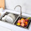 Stainless Steel Sink Drain Basket Expandable Dish Drying Rack 14