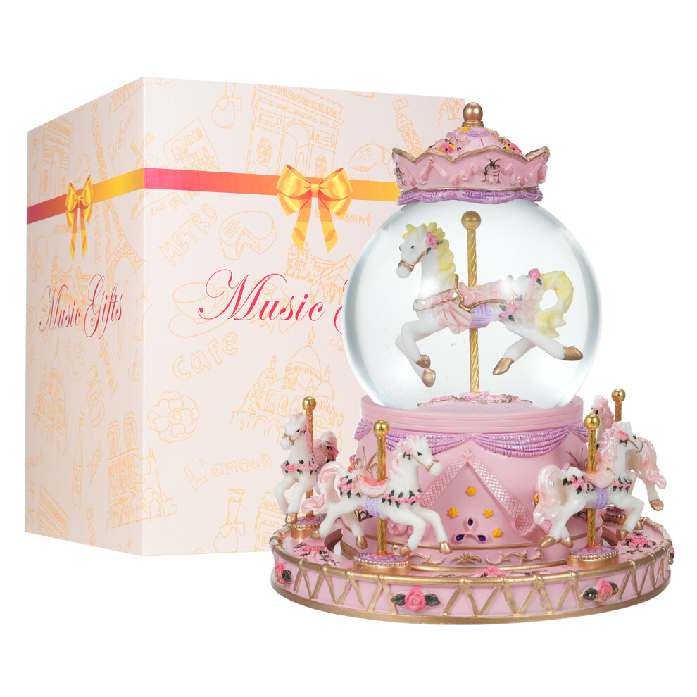 Classic Wind-Up Carousel Music Box With Enchanting Melody For Girls Light