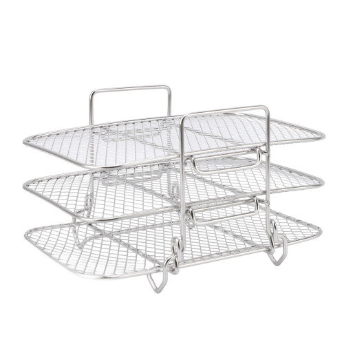 Sturdy 3-Layer Fryer & Dehydrator Rack - Rustproof 304 Stainless