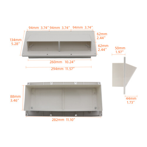 Cache d'évacuation pour hotte de cuisine de camping-car, 294x134 mm, blanc 2