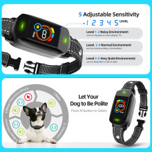 Hundehalsband zur Hundetraining mit Farbdisplay, intelligenter Hundeerziehung, wasserdicht IP67, aufladbar, mit Piepton, Vibration und sanf