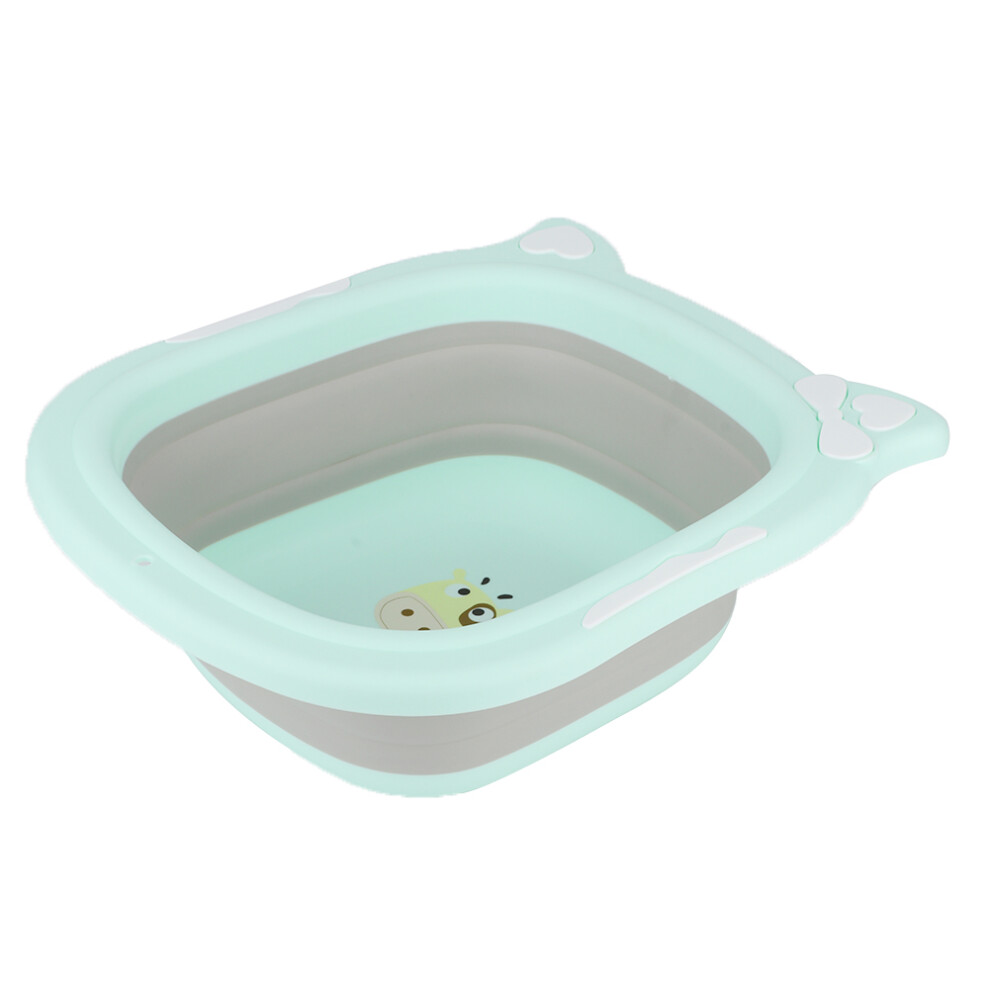 Foldable Baby Washbasin Cartoon Face 31.5x29cm Green