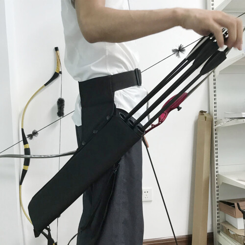 Carcaj tubular para 3 flechas, cinturón ajustable, negro 2