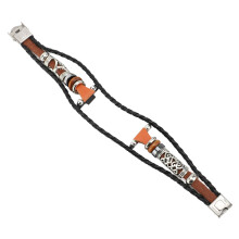 Cinturino etnico marrone con perline per FIT 3 21,53,51 cm