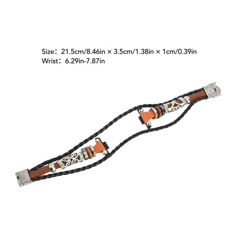 Cinturino etnico marrone con perline per FIT 3 21,53,51 cm 1