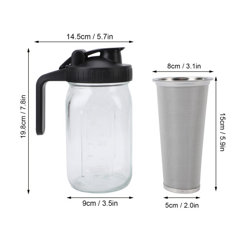 Jarra para Cold Brew de 1000ml, vidrio negro 1