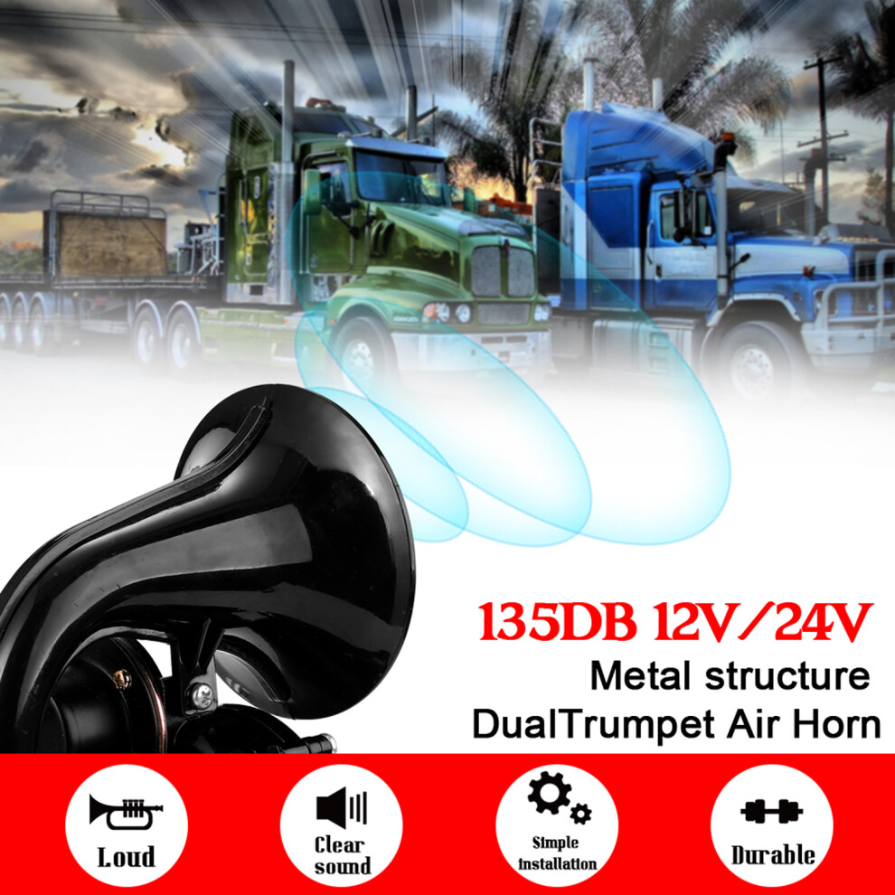 12/24V Truck Air Horn 135Db Superloud Trumpet With Electric Valve For Vehicles 6951334020636