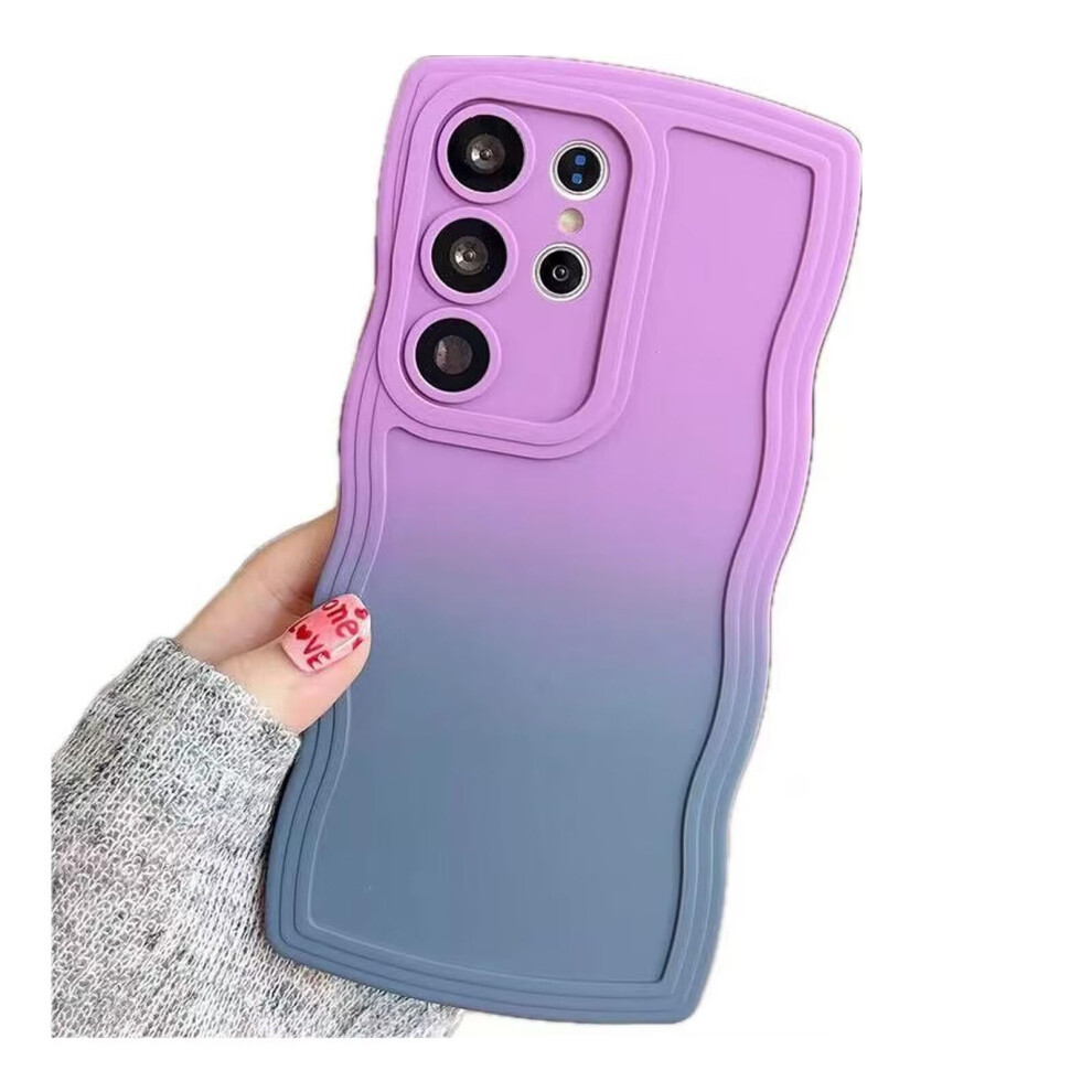 Miagon Gradient Aesthetic Wave Case For Samsung Galaxy S20 Ultra Purple Blue Gradient Silicone Tpu Bumper Curly Frame Blue,Purple 6482260389974
