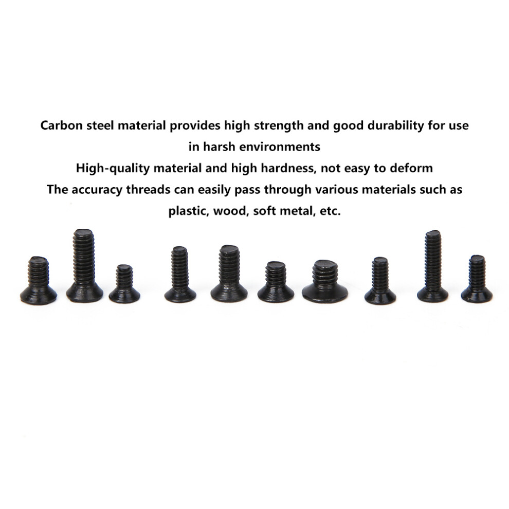 Electronics Industry 1000Pcs Flat Head Machine Screws Black Carbon Steel Cross 4921334028149