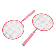 Set di racchette da badminton per bambini in lega di ferro rosa, 3 nylon
