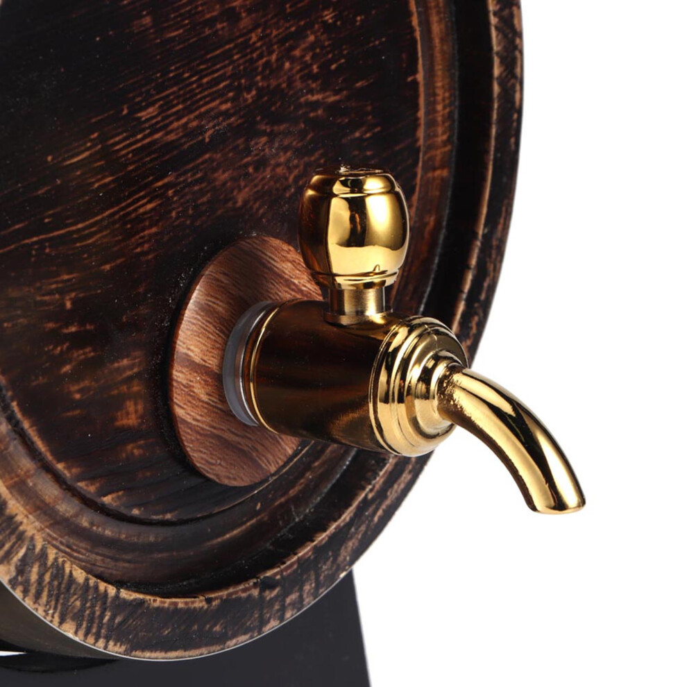 3L Oak Wine Barrel with Faucet - Retro Black Striped Design for Home & Bar-image-OPC-PJCPQGY-NEW