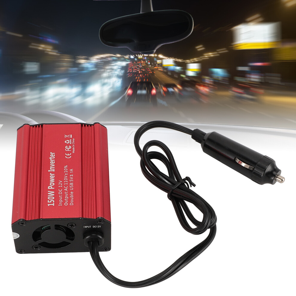 150W 12V To 110V Car Power Inverter With Dual Usb Usb Adapter 7671334039849