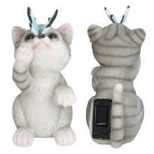 BS38019 Sculpture de chat solaire pour jardin, batterie de 600 mAh