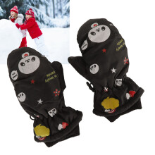 2 Stück Kinder Schneehandschuhe Warm Wasserdicht Winddicht Dickes Polyester Fleece Süßes Muster Kind Ski-Handschuhe für Outdoor-Spaziergäng