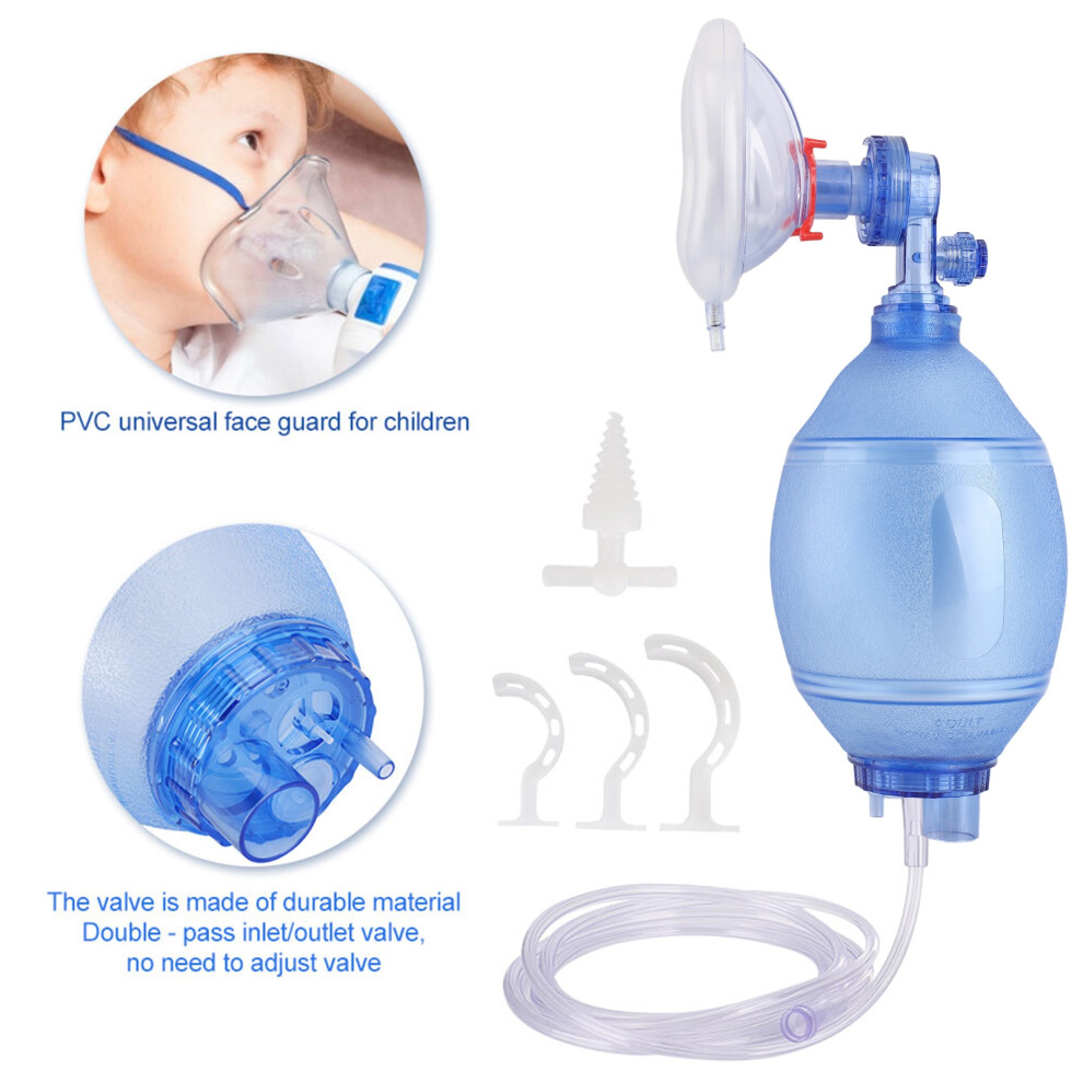 Blue Manual Adult Resuscitator Pvc First Aid Oxygen Device