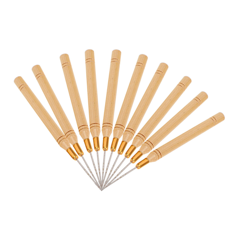 10pcs Hair Extension Hook Needles with Wooden Handles for Seamless Wig Styling