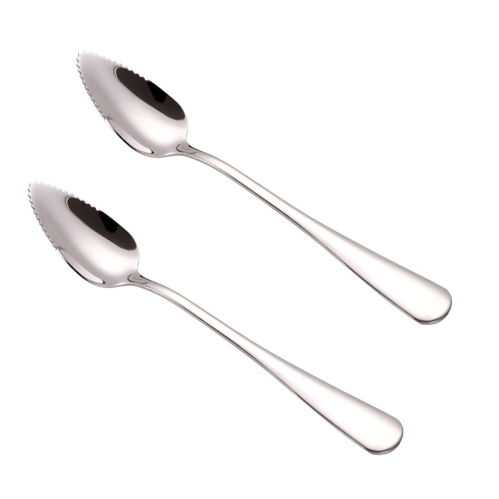 Grapefruit Spoon Thick Rust Resistant Stainless Steel Serrated Grapefruit Utensils Baby Puree Spoons 2 Pack