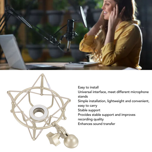 Vibration Resistant Gold Mic Shock Mount for Recording Studios 2