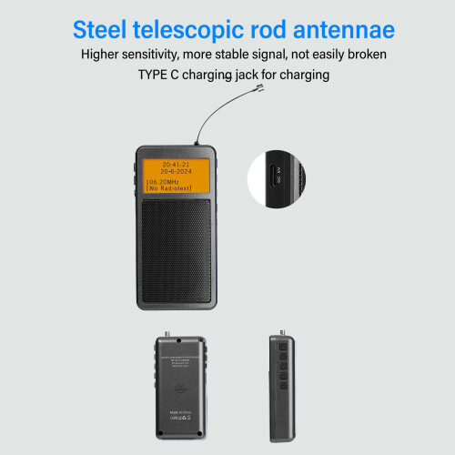 Radio FM Bluetooth portable 87,5-108,0 MHz, 500 mAh 2