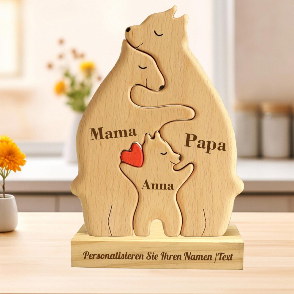 Personalised Wooden Art Puzzle Bear Family Engraved With 2-7 Names Desktop Ornament, Gifts For Mother's Day (A-1)-image-OPC-PJCPTS8-NEW