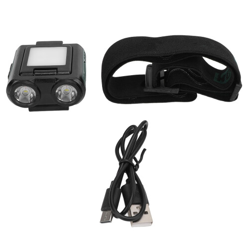 Luz para gorra con clip de ABS, 1000 mAh, recargable USB-C 1