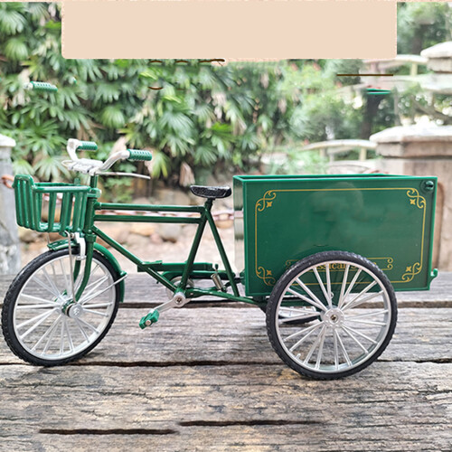 1/10 Scale Alloy Vintage Green Tricycle Model with Loading Unloading Function