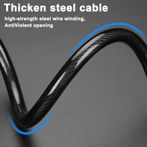 Cadenas à combinaison à 5 chiffres pour vélo, câble noir de 1,2 m 2