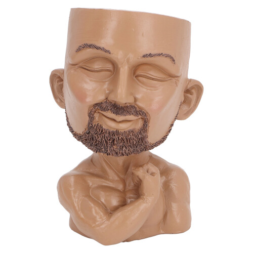 Maceta con rostro 17x11 cm 390 g color café 2