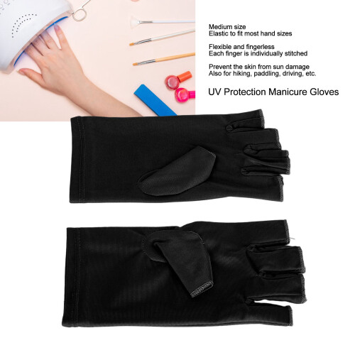 Gants de manucure à protection UV - Taille unique - Noir 2