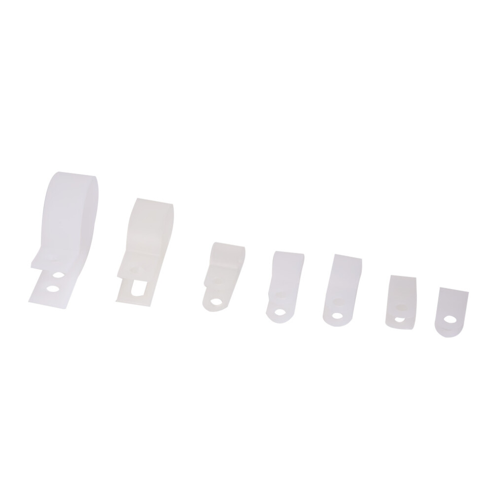 200Pcs Assorted White Nylon Cable Clamps 3/16-1 In Fasteners 3571334066354