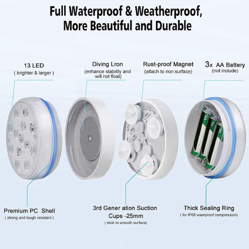 CR2025 500mAh telecomando, 4 pezzi luci subacquee per piscina 2