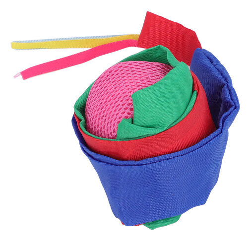 Balle à queue arc-en-ciel - Polyester doux, vert rouge bleu 1