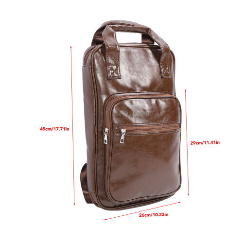Verdickter Multifunktionaler PU-Leder-Drumstick-Rucksack, Braun 1
