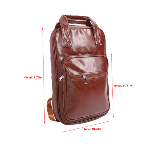 Geeigneter PU-Leder-Drumsticks-Rucksack, multifunktionale Tasche Braunrot 1