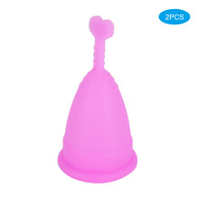 2Pcs Heart-Shaped Silicone Menstrual Cups S Purple Pink White Feminine Hygiene