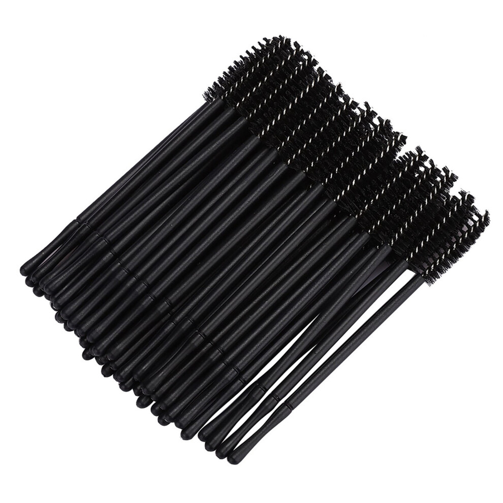 Black 100Pcs Disposable Eyelash Brushes - Mascara Wands Portable Set