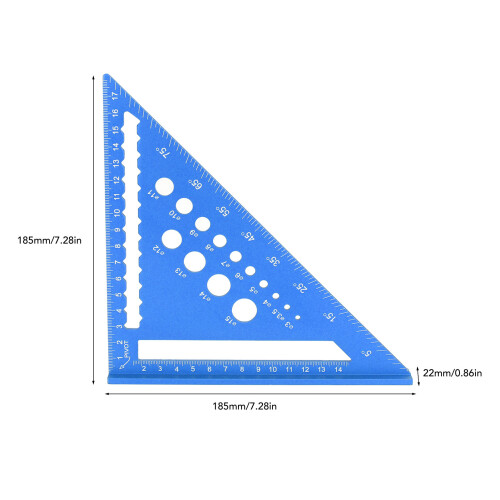 Regla triangular de aluminio de 7 pulgadas, transportador azul. 1
