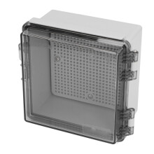 Custodia elettrica impermeabile IP67 per uso esterno in plastica ABS con coperchio a cerniera.