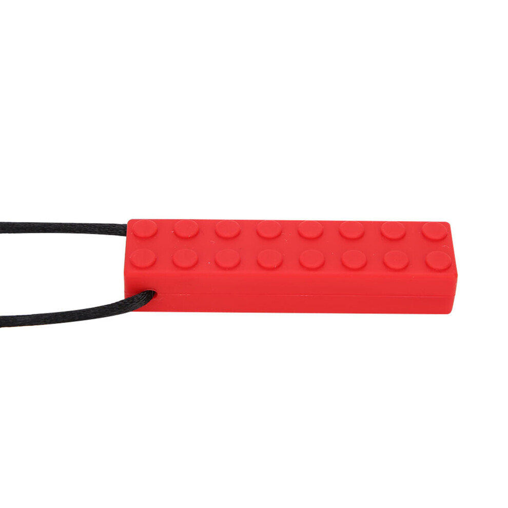 Infant Teething Necklace Silicone Building Blocks Red Chewer Pendant Baby Toy