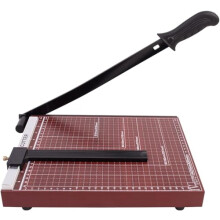 Robust Paper Cutter With Safety Lock, 12-Sheet Capacity, A4 Size, Wooden Base, For Office And Craft Projects
