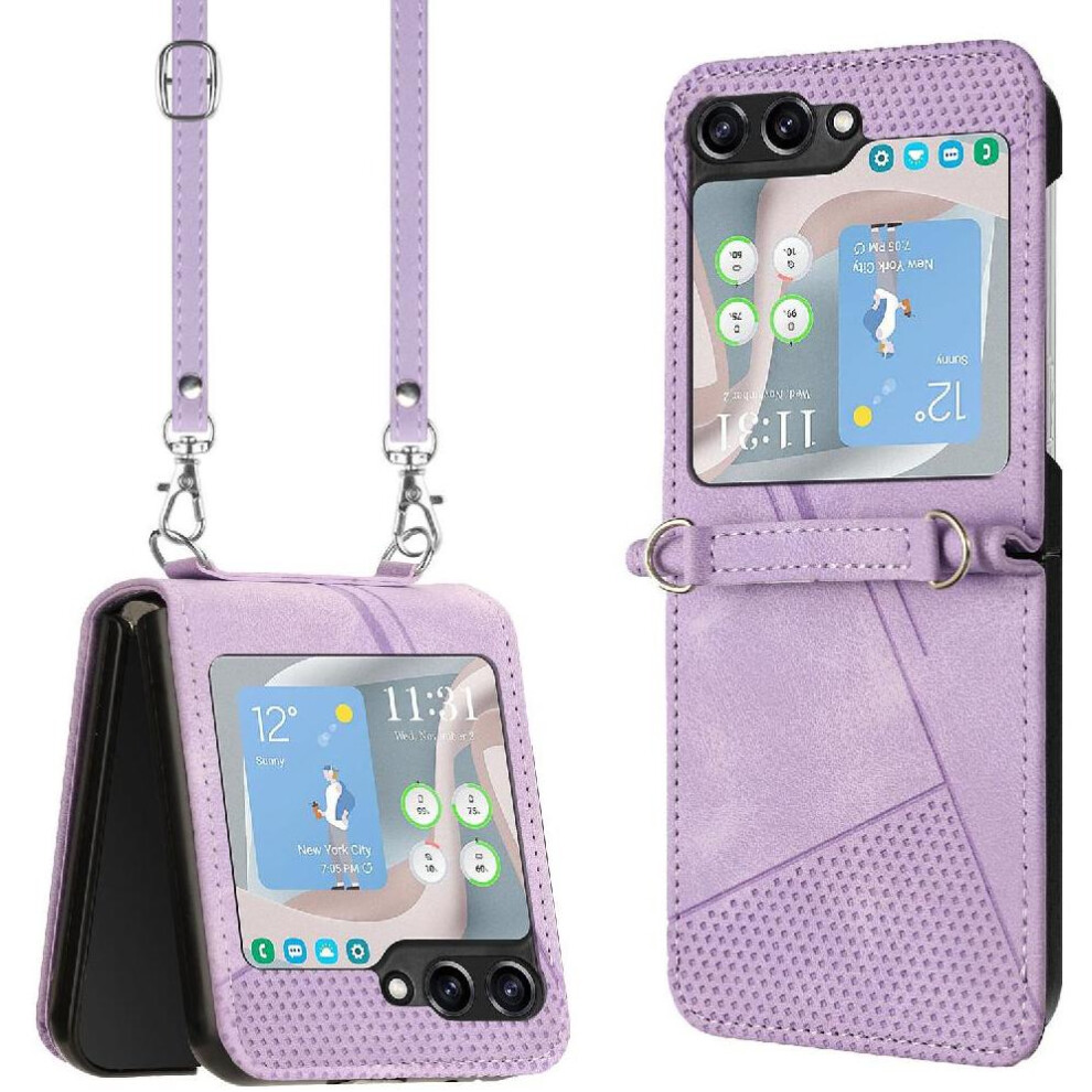 (Purple) Flip Case For Samsung Galaxy Z Flip 7 Wallet Card Insertion Pu Leather Kickstand Purple 764563142422
