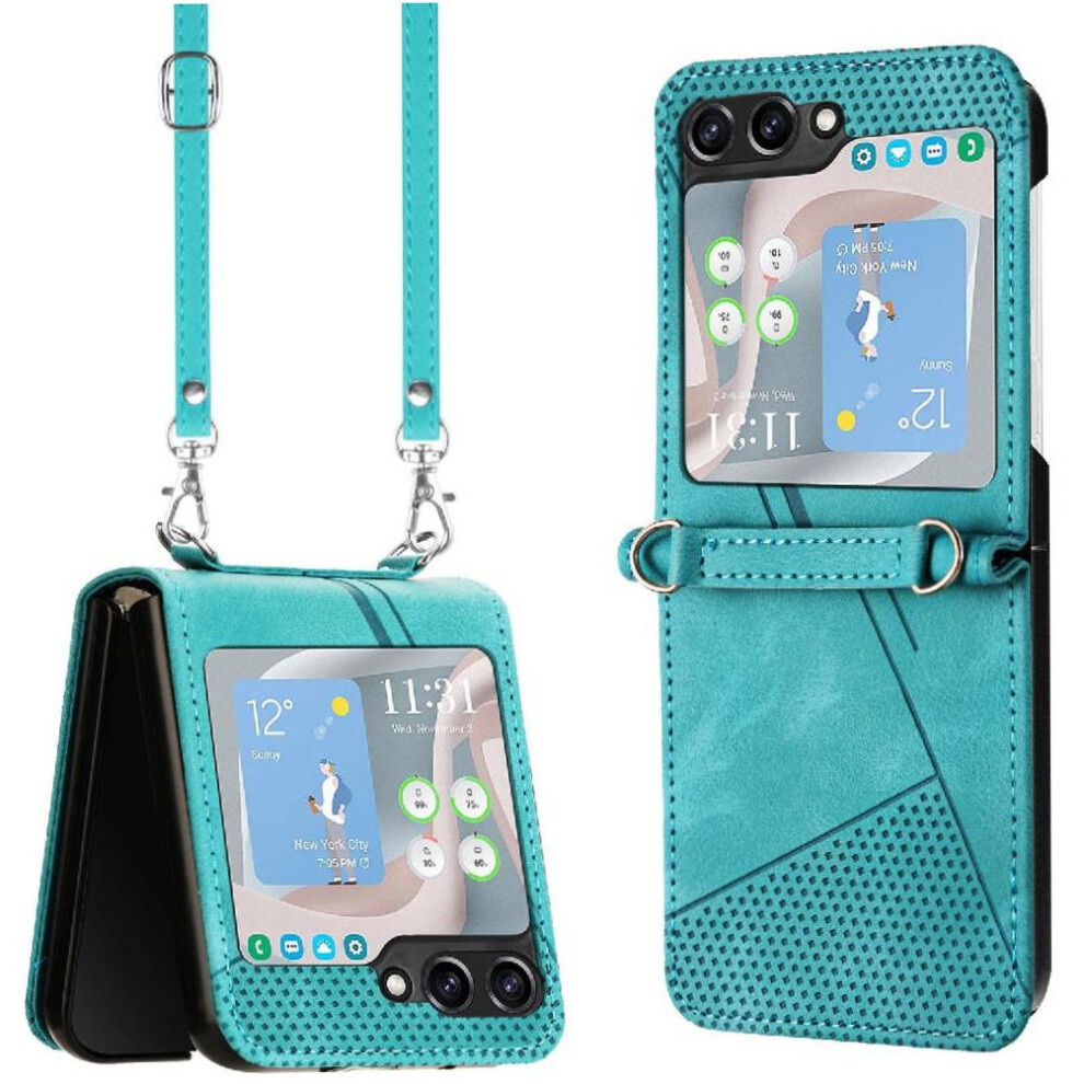 (Green) Flip Case For Samsung Galaxy Z Flip 7 Wallet Card Insertion Pu Leather Kickstand Green 764563142415