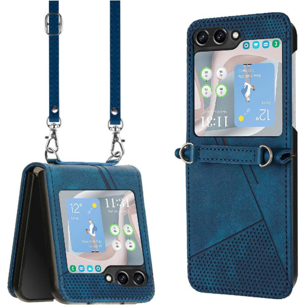 (Blue) Flip Case For Samsung Galaxy Z Flip 7 Wallet Card Insertion Pu Leather Kickstand Blue 764563142392